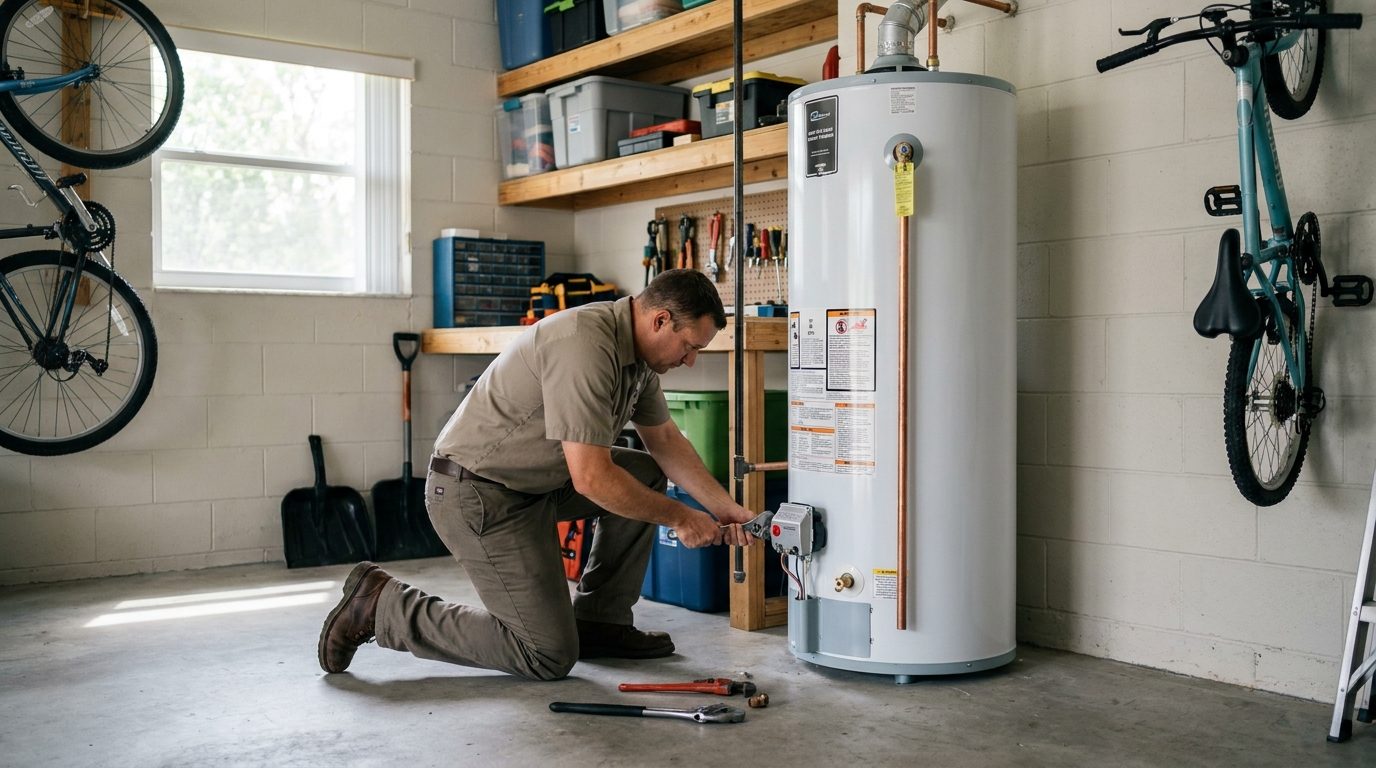 Temporary representative photo: Water heater work